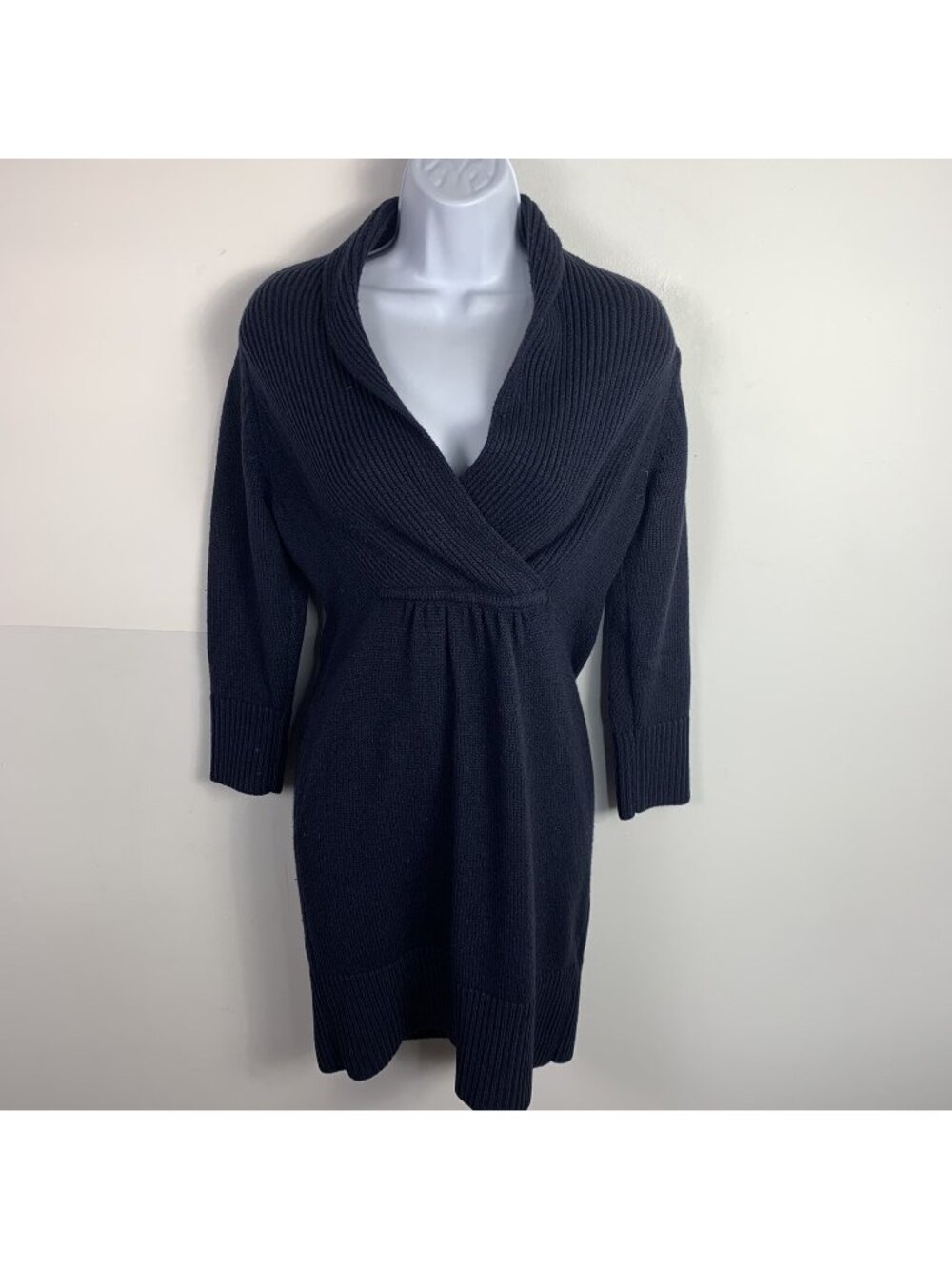 H&M Womens Sweater Dress sz XS Navy Blue Dark Academia Corporate Minimalist